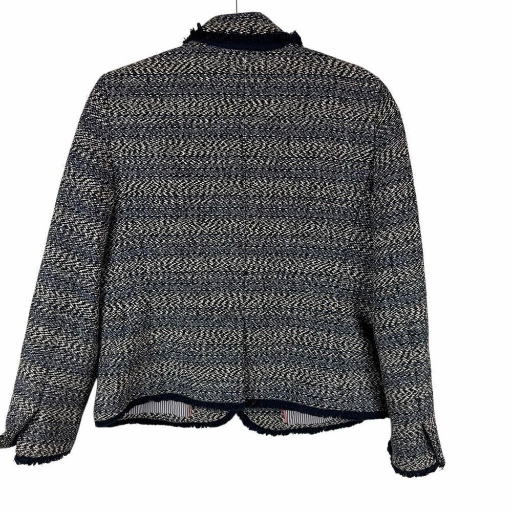 J. Crew Blue Tweed Blazer Tailored Suit Jacket- Size 12 - Picture 6 of 9